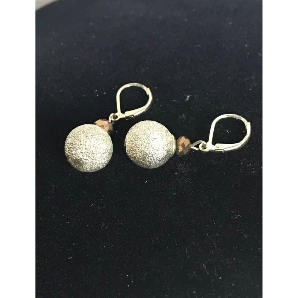 Gold Tone Ball Drop Earrings Bronze Accent Fashion Jewelry